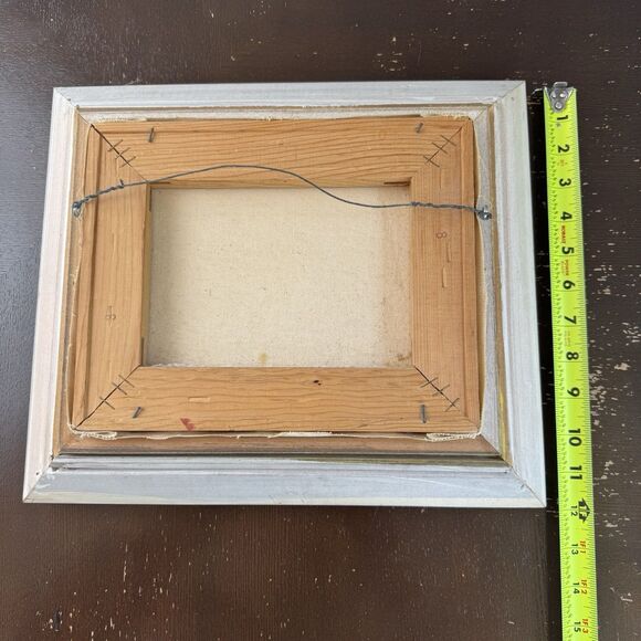 Original Signed Painting Artwork On Wooden Frame Buildings Landscape Community - Picture 3 of 9